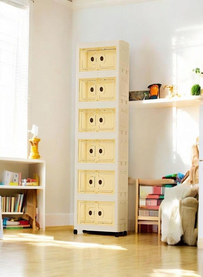 VERAT Foldable Organizer for Clothes/Multipurpose Kitchen Storage Rack/Wardrobe for Cloth/Space Saving Closet for Bedroom-Living Room/Cupboard for Kids (White, 6 Tier) (25-26-3) - Image 5